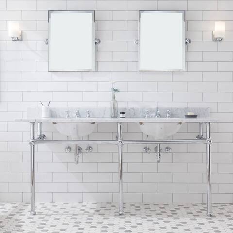 Embassy 72 Inch Wide Double Wash Stand, P-Trap, Counter Top with Basin, F2-0009 Faucet and Mirror included