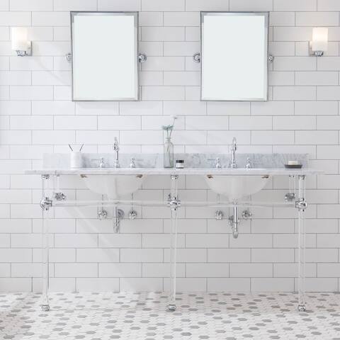 Empire 72 Inch Wide Double Wash Stand, P-Trap, Counter Top with Basin, F2-0012 Faucet and Mirror included