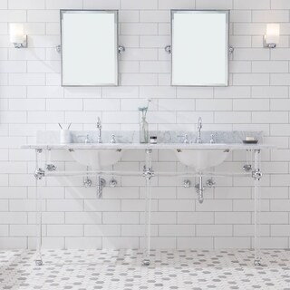 Empire 72 Inch Wide Double Wash Stand, P-Trap, Counter Top with Basin, F2-0012 Faucet and Mirror included