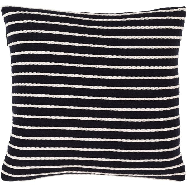 Black & White Stripes Faux Leather Bolster Cushion with Cushion