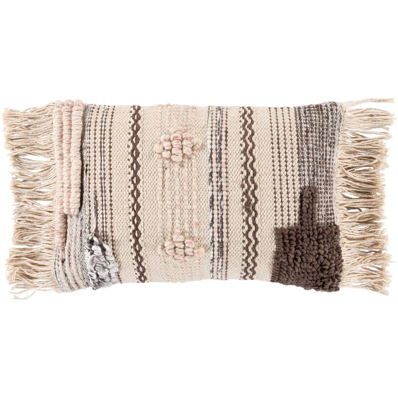 Lucretia Handwoven Bohemian Fringe 14x22-inch Lumbar Throw Pillow