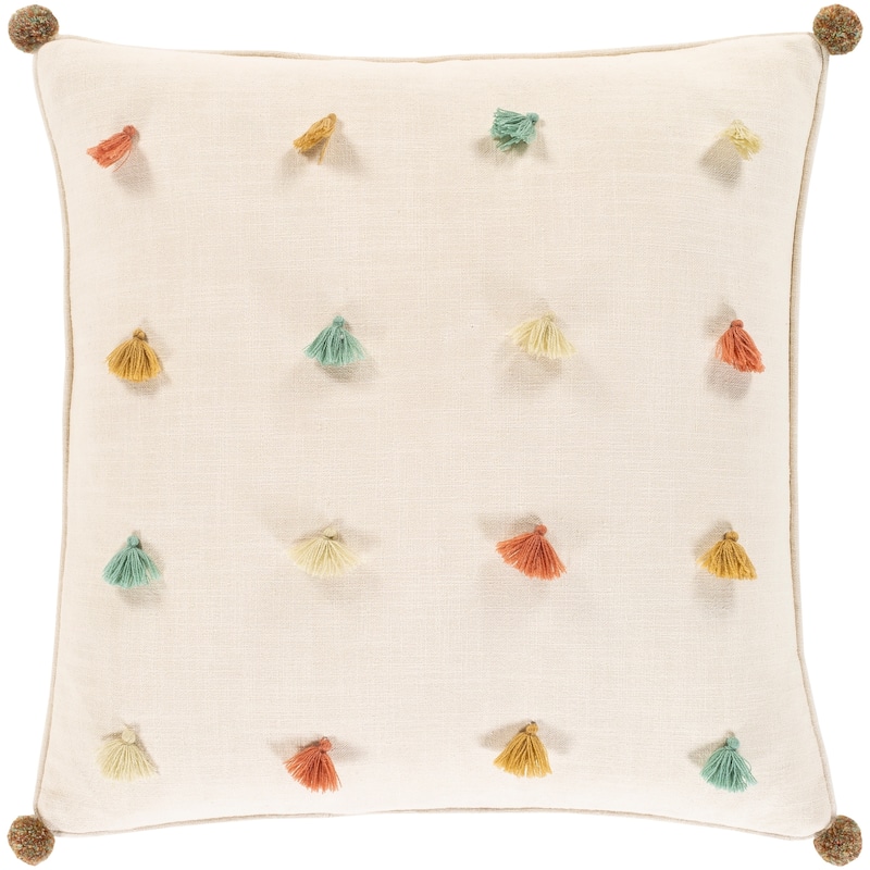 Artistic Weavers Blanche Tasseled Pom Pom Boho Throw Pillow