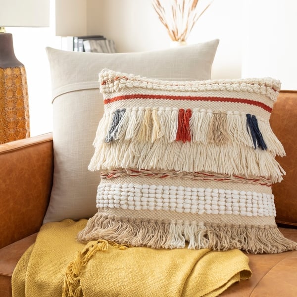 Shop Fania Handwoven Bohemian Shag Throw Pillow On Sale Free