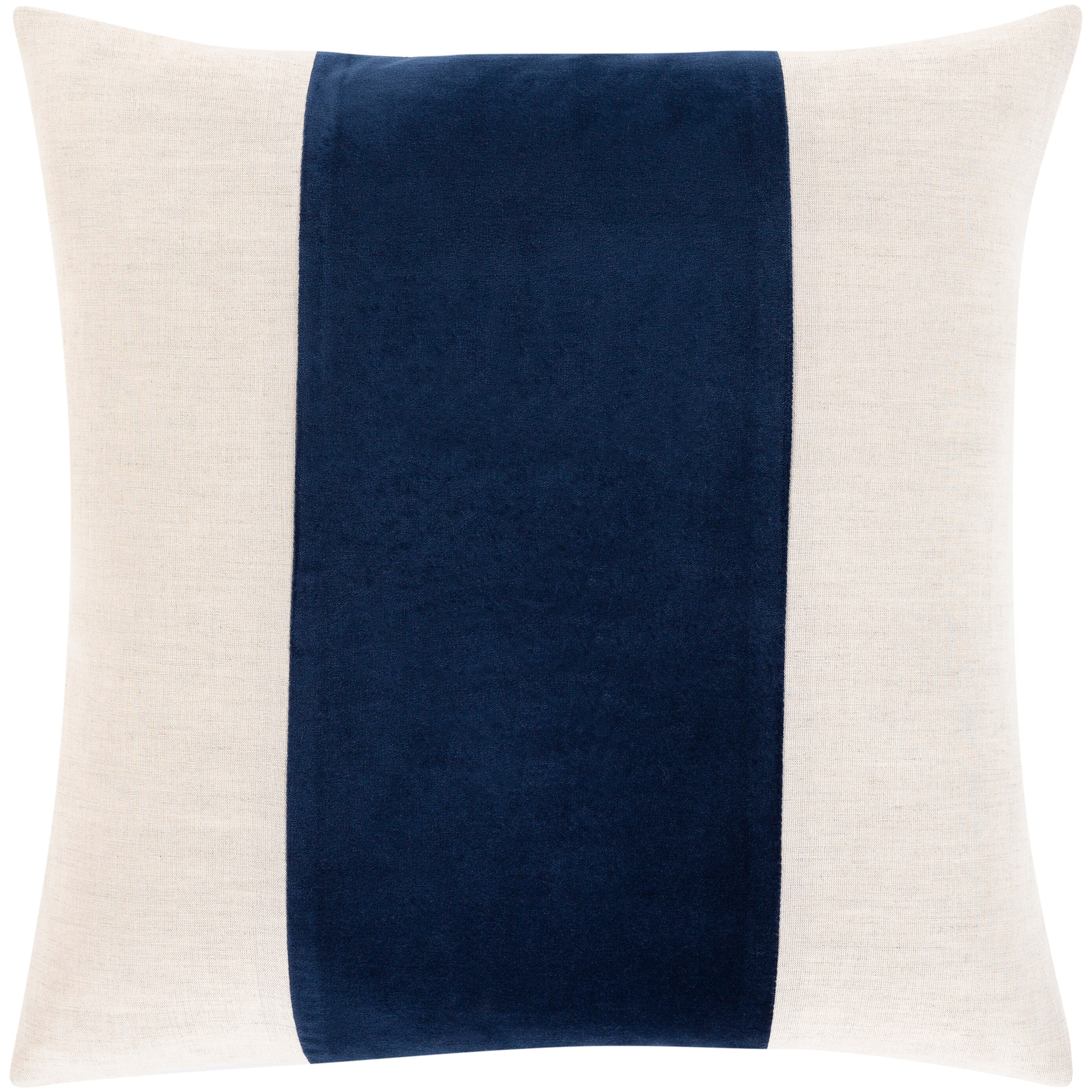 Artistic Weavers Kelby Cream & Navy Hand Embroidered Feather Down Throw Pillow (18 x 18) - Accent - Single