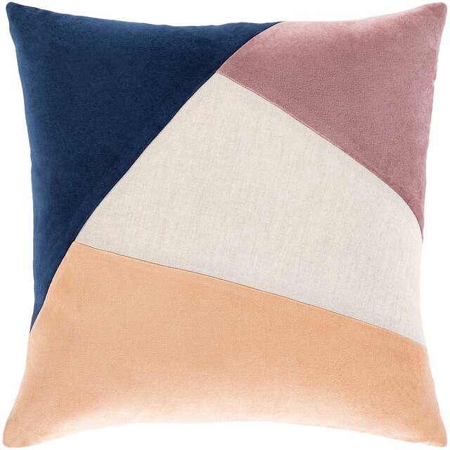 Maiti Cotton Velvet Colorblock 20-inch Throw Pillow - Cover Only - Eggplant