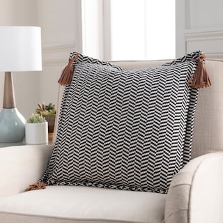 Fabiola Leather Tassels Modern 20-inch Lumbar Throw Pillow