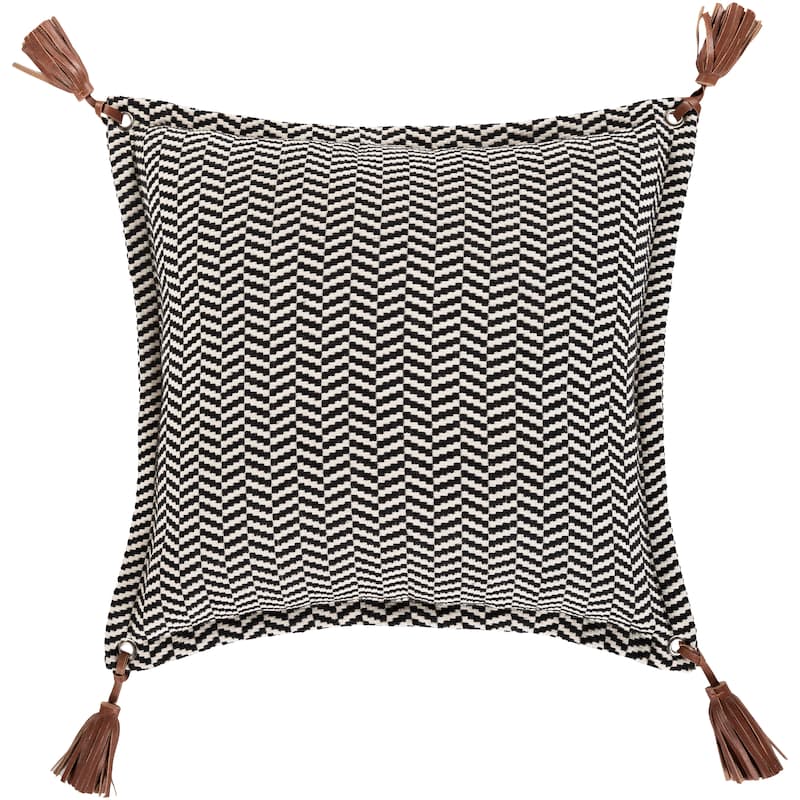 Fabiola Leather Tassels Modern 20-inch Lumbar Throw Pillow