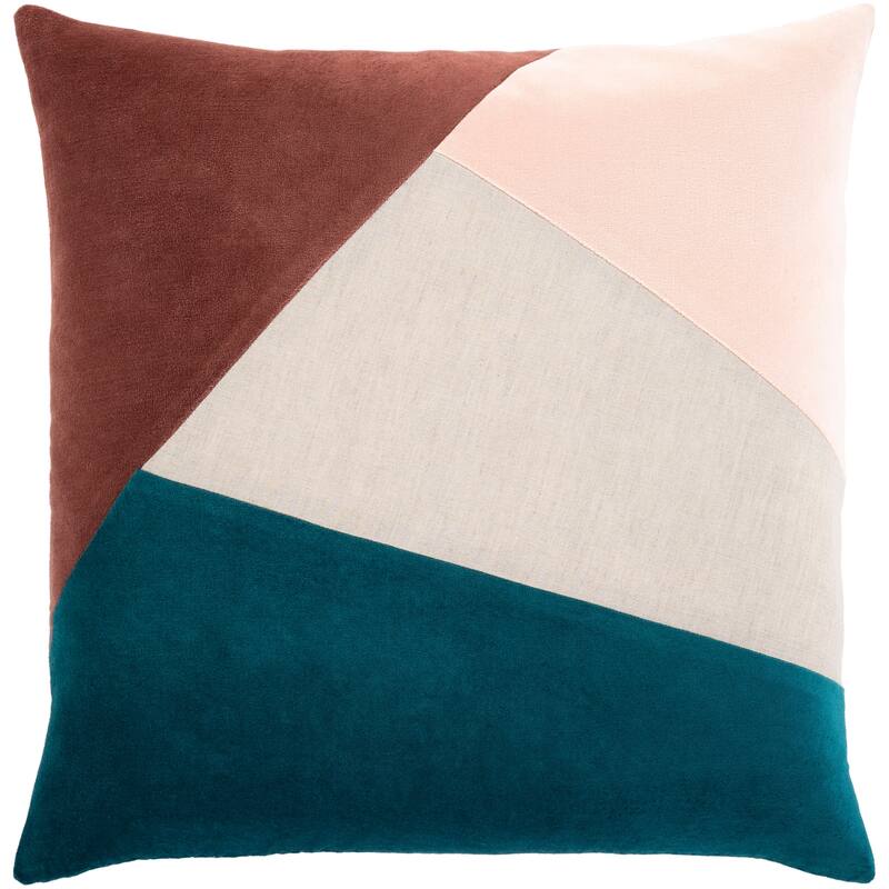 Livabliss Maiti Cotton Velvet Colorblock 18-inch Throw Pillow