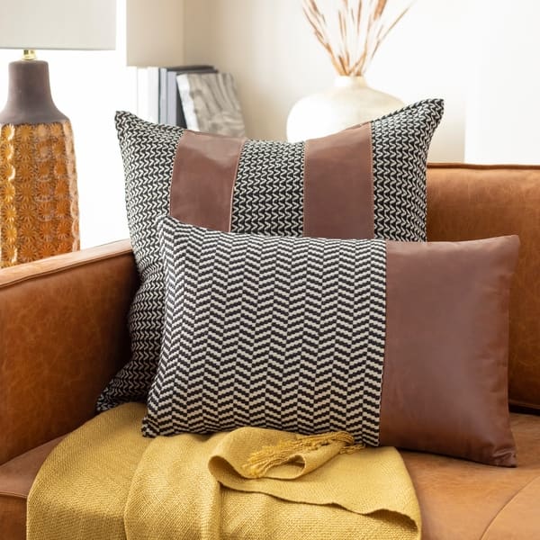 Fabiola Leather Striped Modern 13x20-inch Lumbar Throw Pillow - Bed Bath &  Beyond - 30342036