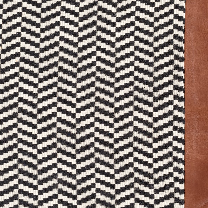 Fabiola Leather Striped Modern 13x20-inch Lumbar Throw Pillow