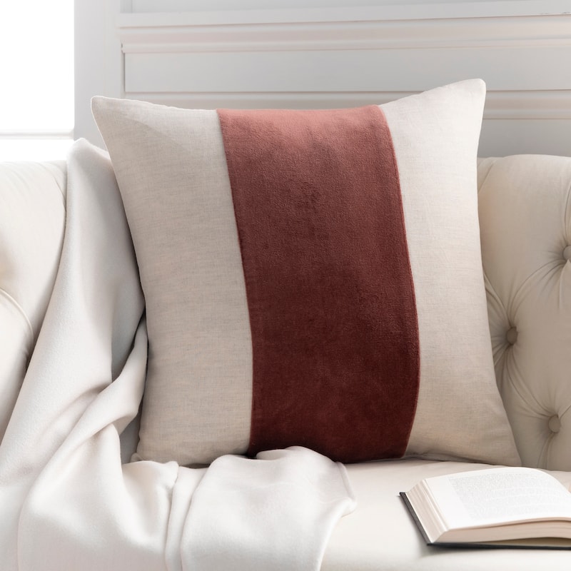 Livabliss Maiti Cotton Velvet Striped 20-inch Throw Pillow - Polyester - Dark Brown
