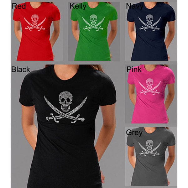 Los Angeles Pop Art Pirate Flag Jolly Roger Women's T shirt Los Angeles Pop Art Short Sleeve Shirts