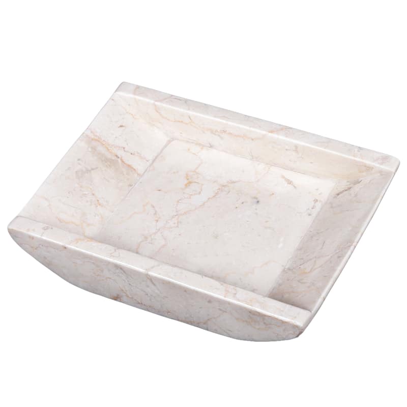 Creative Home Champagne Marble 6-1/4" x 4-3/4" Boat Shaped Candle Holder Plate with Matte Finish - 6-1/4" x 4-3/4"
