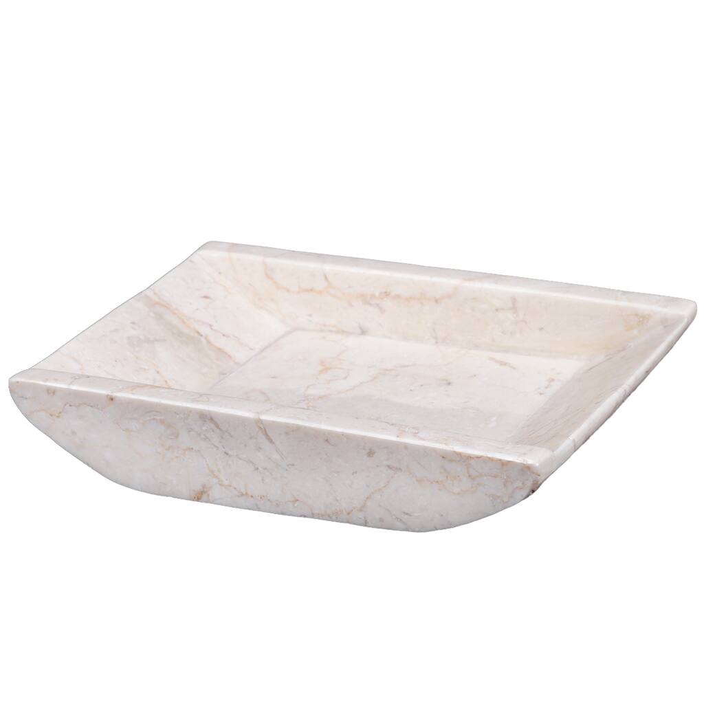 Creative Home Champagne Marble 6-1/4" x 4-3/4" Boat Shaped Candle Holder Plate with Matte Finish - 6-1/4" x 4-3/4"