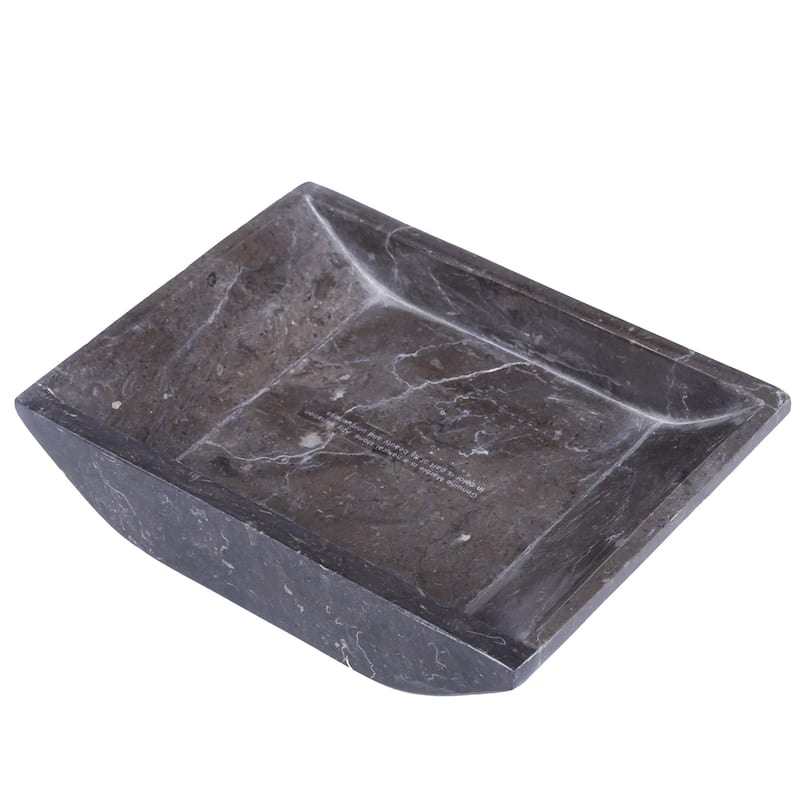 Creative Home Charcoal Marble 6-1/4" x 4-3/4" Boat Shaped Candle Holder Plate - 6-1/4" x 4-3/4" - Grey