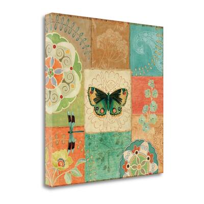 "Folk Floral III Center Butterfly" By Daphne Brissonnet, Gallery Wrap Canvas