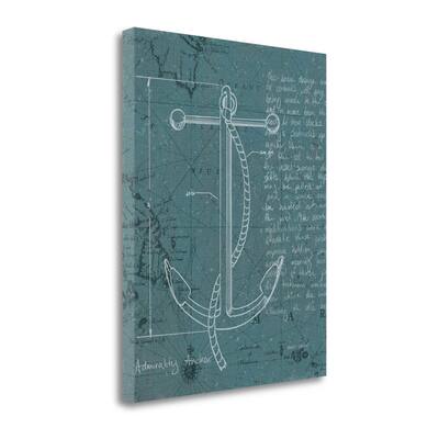 "Coastal Blueprint VIII Dark" By Marco Fabiano, Giclee on Gallery Wrap Canvas