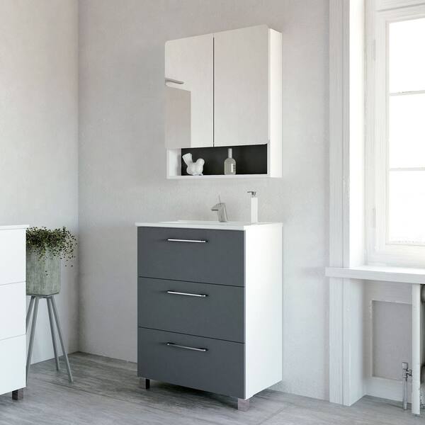 Shop 24 Bathroom Vanity Cabinet Nexo Set Grey Ceramic Sink