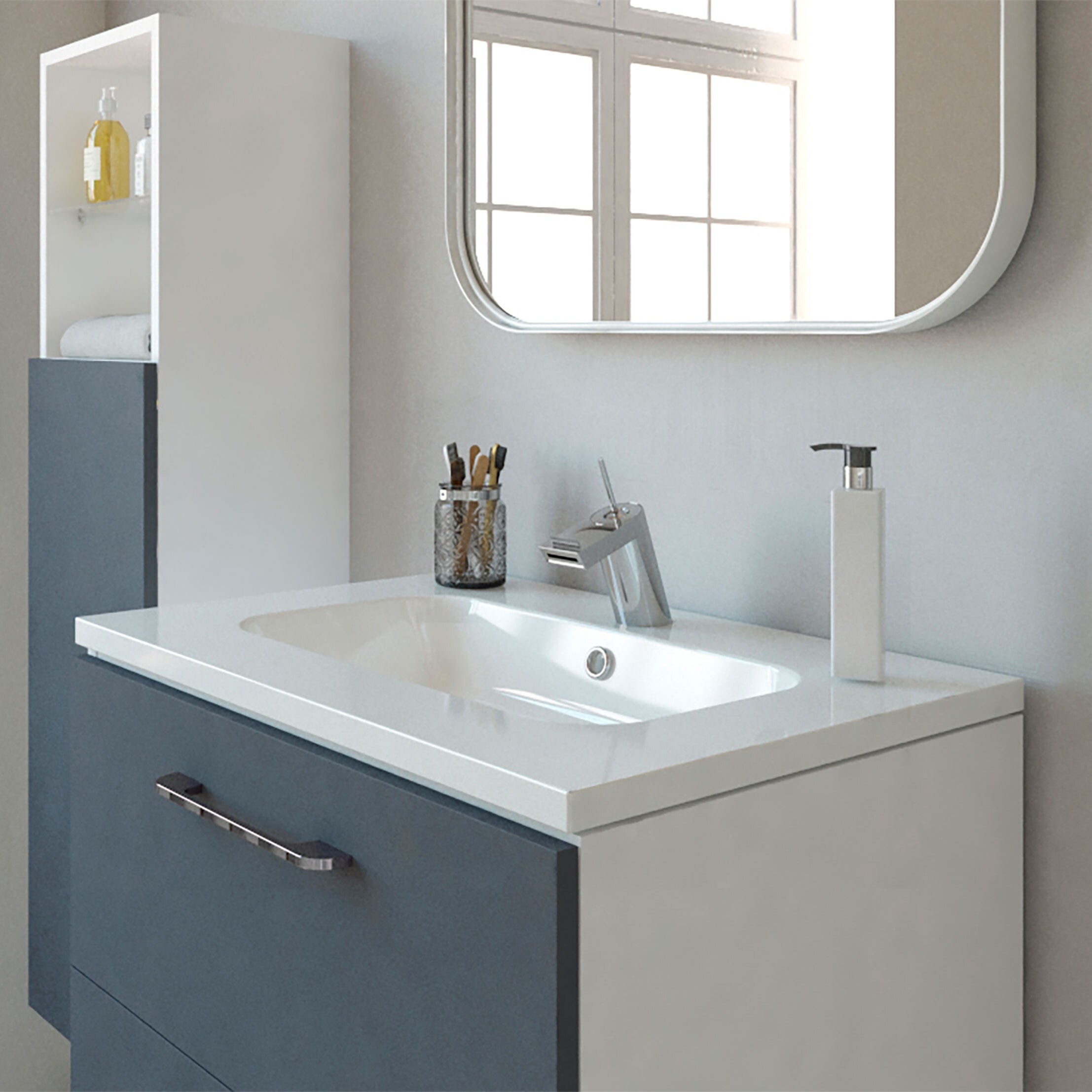 Shop 24 Bathroom Vanity Cabinet Nexo Set Grey Ceramic Sink