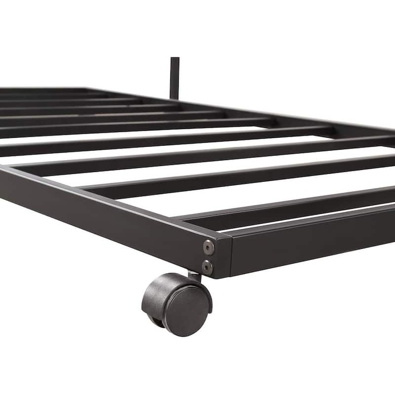 Merax Twin-size Metal Daybed with Trundle and Built-in Casters