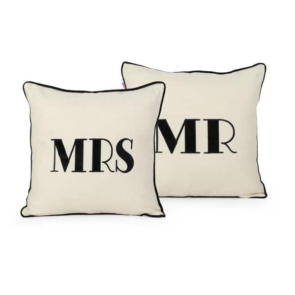 Shop Alvarado Modern Fabric Mr And Mrs Pillow Covers Set Of 2