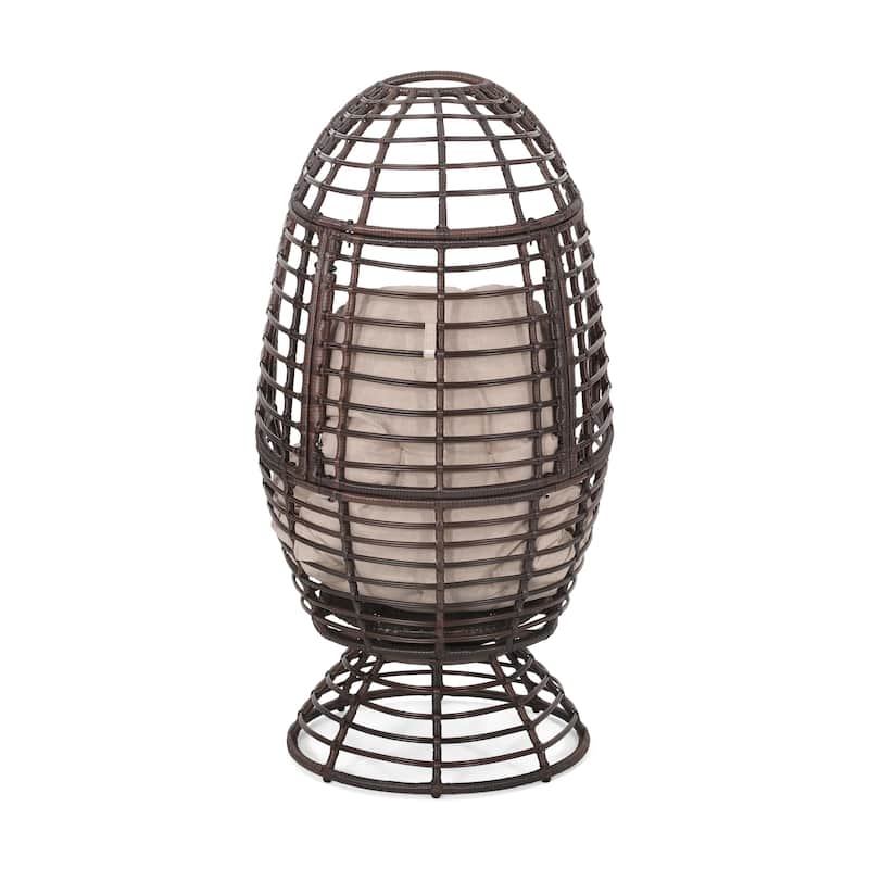 Pitner Outdoor Wicker Swivel Egg Chair with Cushion by Christopher Knight Home