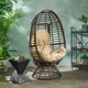 preview thumbnail 2 of 8, Pitner Outdoor Wicker Swivel Egg Chair with Cushion by Christopher Knight Home