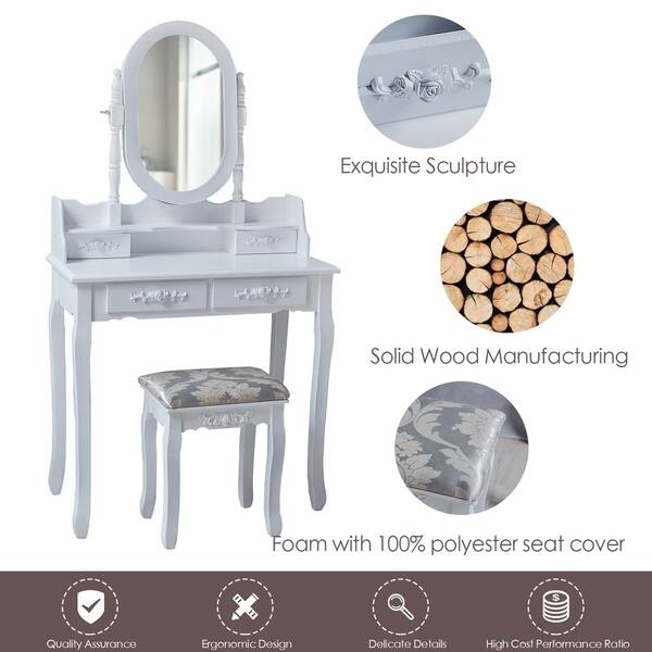 Shop Copper Grove Ganserndorf Vanity Table Set With Chair White