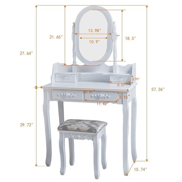 Shop Copper Grove Ganserndorf Vanity Table Set With Chair White