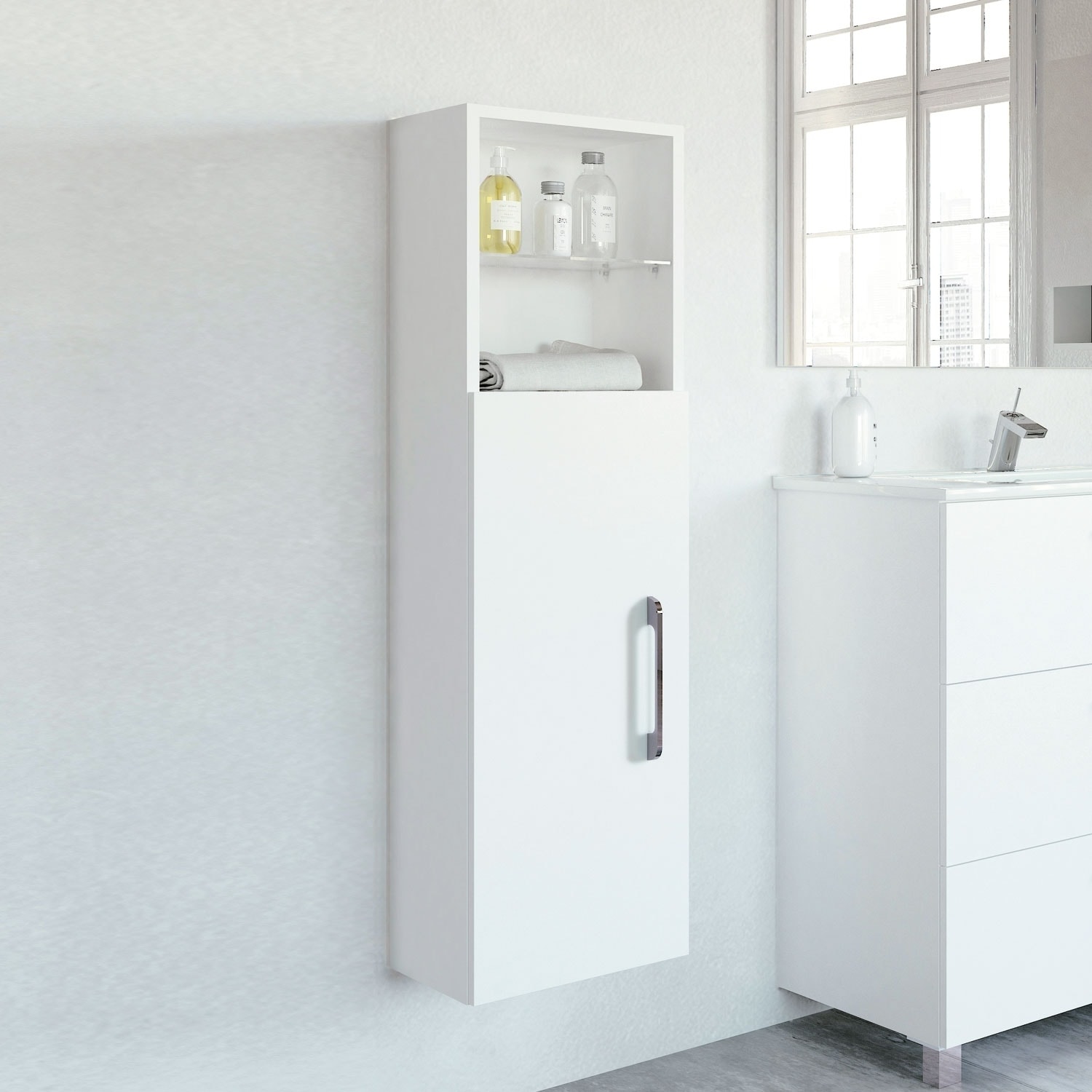 Shop Happy Modern Bathroom Linen Storage Cabinet White W 12 X D