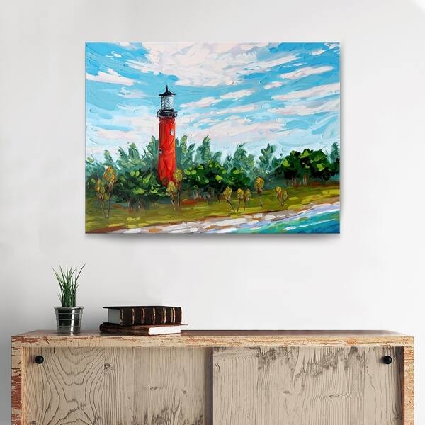 Shop Jupiter Lighthouse Canvas Wall Art By Sarah Lapierre Overstock 30347400