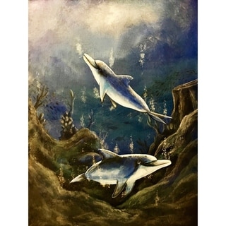 CANVAS Dolphin Play Time by Ed Capeau Art Painting Reproduction - Bed ...