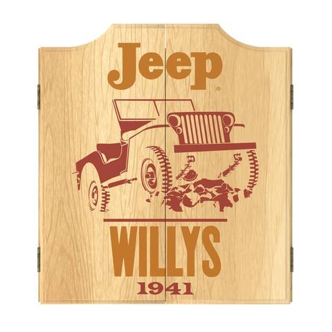 Jeep Willys Red Dart Board Cabinet Set