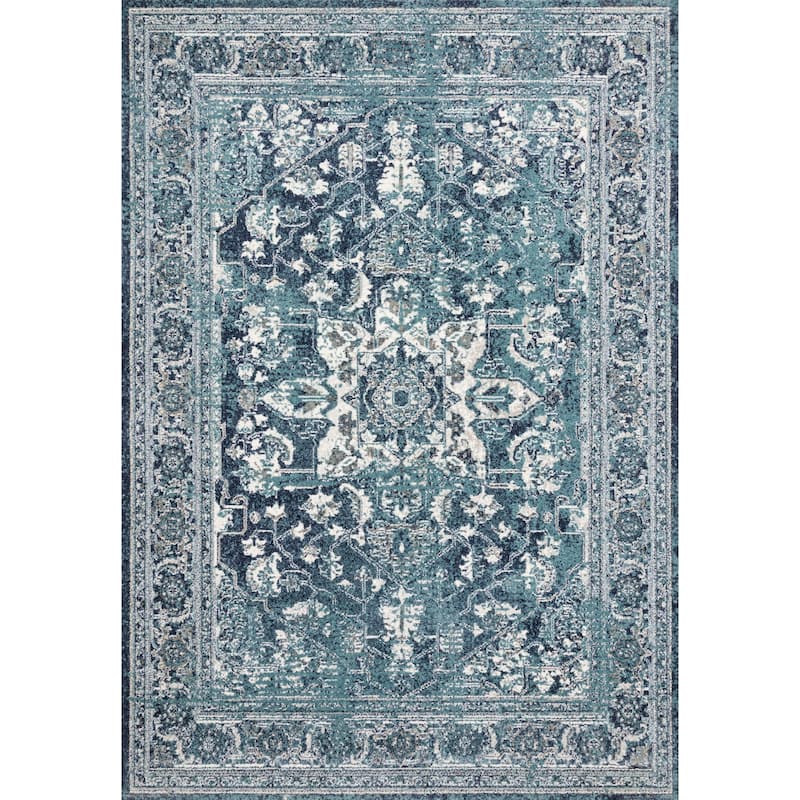 Alexander Home Bellagio Star Medallion Traditional Border Distressed Rug