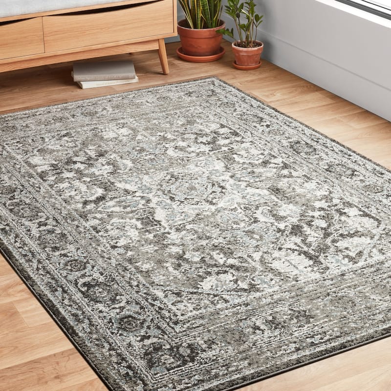 Alexander Home Bellagio Star Medallion Traditional Border Distressed Rug
