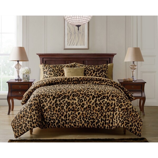Brown Black Cheetah Safari Bed Bag 3 pc Comforter Set Twin XL Full Queen Size 