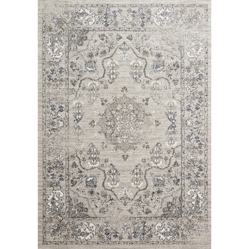 Alexander Home Bellagio Diamond Sun Medallion Distressed Rug