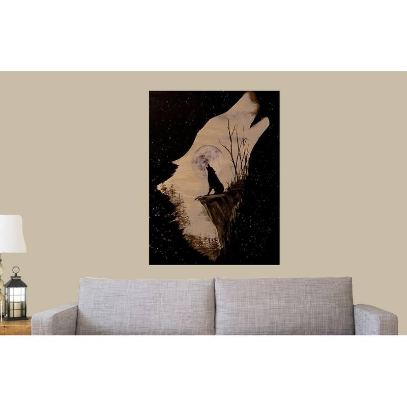 Wolf Howling at the Moon by Ed Capeau Giclee Art Painting Reproduction POD - 24 x 32