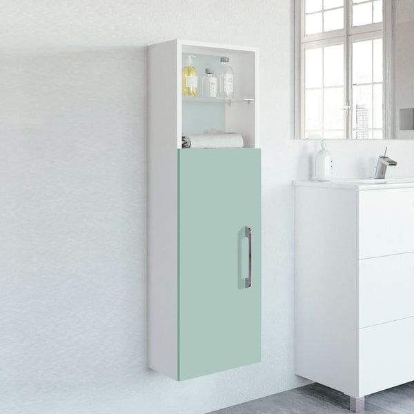 Happy Modern Bathroom Linen Storage Cabinet. Green (W 12 x D 11 x H 46 in) - N/A