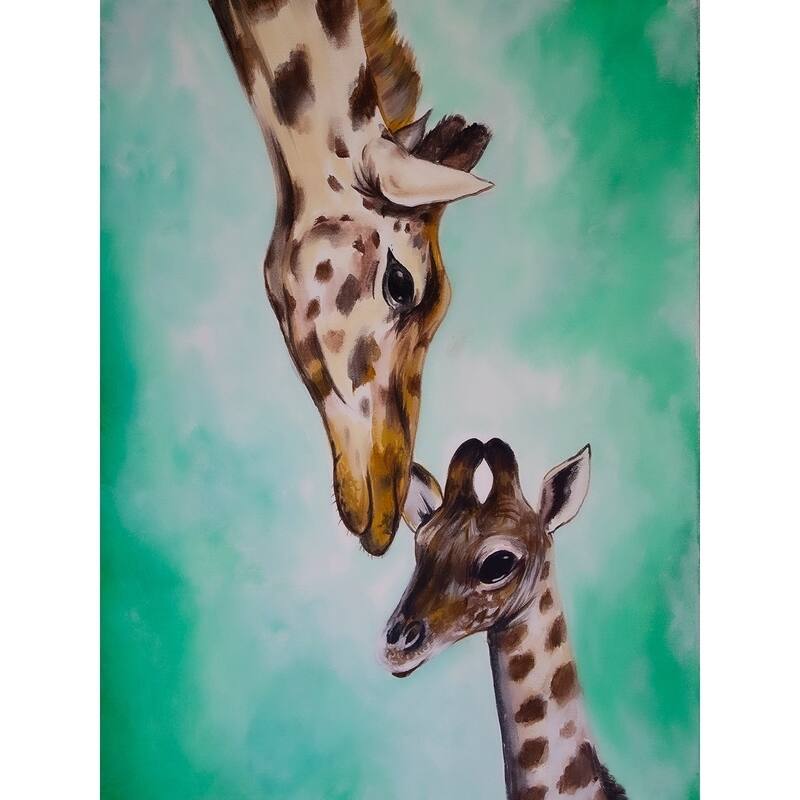 Mother and Baby Giraffe by Ed Capeau Giclee Art Painting Reproduction POD