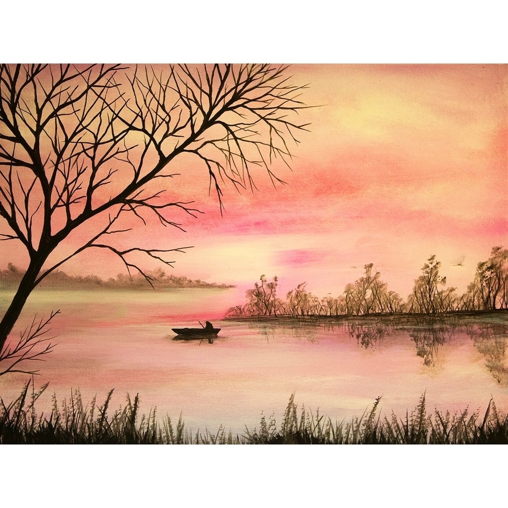 Pink Lake Landscape by Ed Capeau Giclee Art Painting Reproduction POD