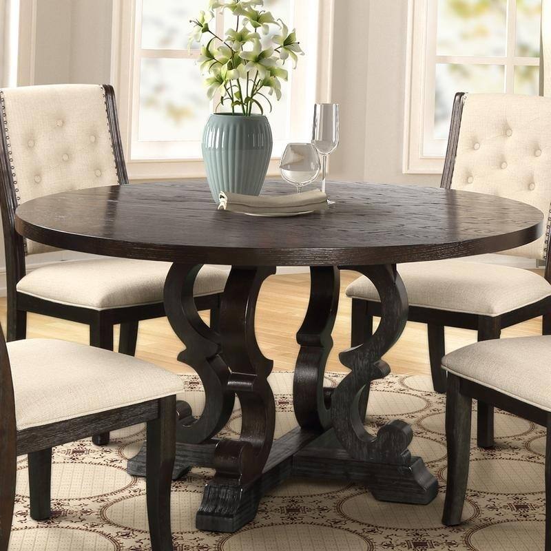 Best Master Furniture Round Rustic Dark Brown Dining Table 54 x 54