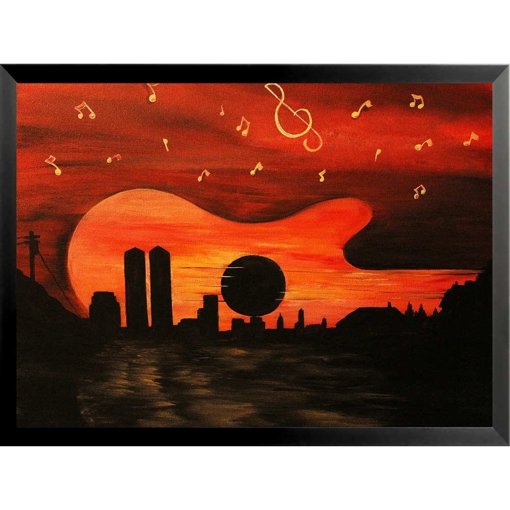 FRAMED Guitar City by Ed Capeau Art Painting Reproduction