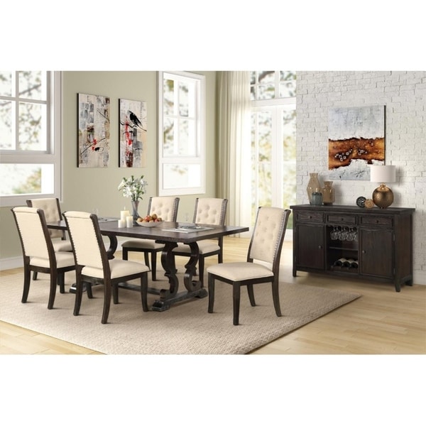 7 piece dining set dark brown