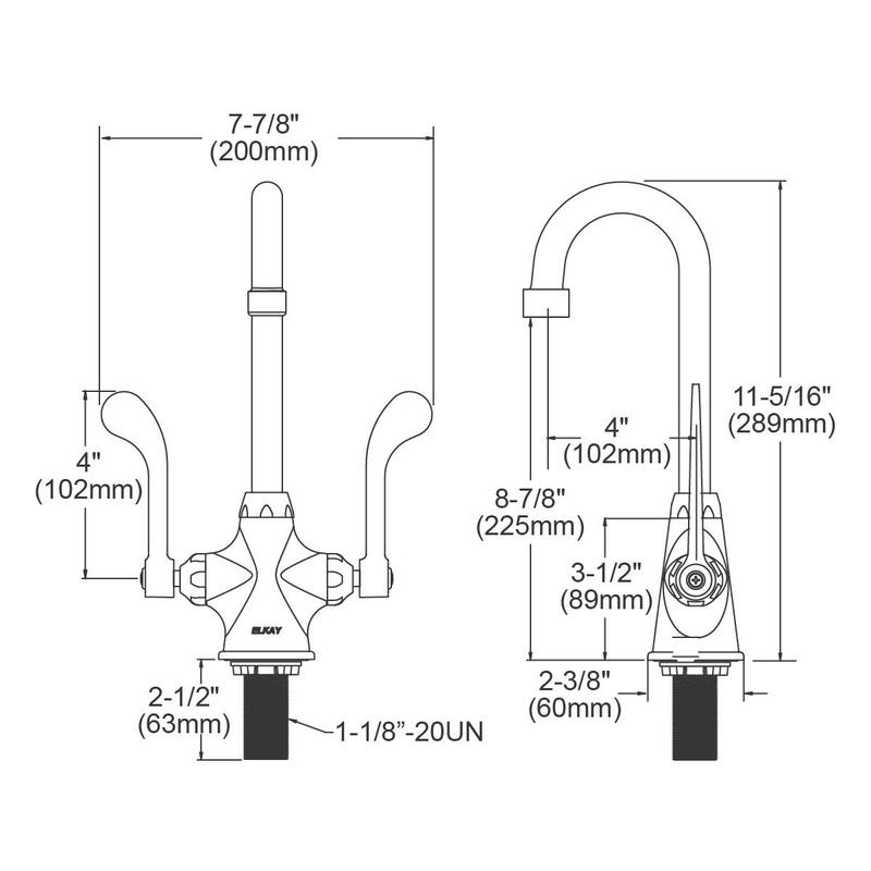 Elkay Single Hole with Concealed Deck Faucet with 4" Gooseneck Spout 4" Wristblade Handles Chrome