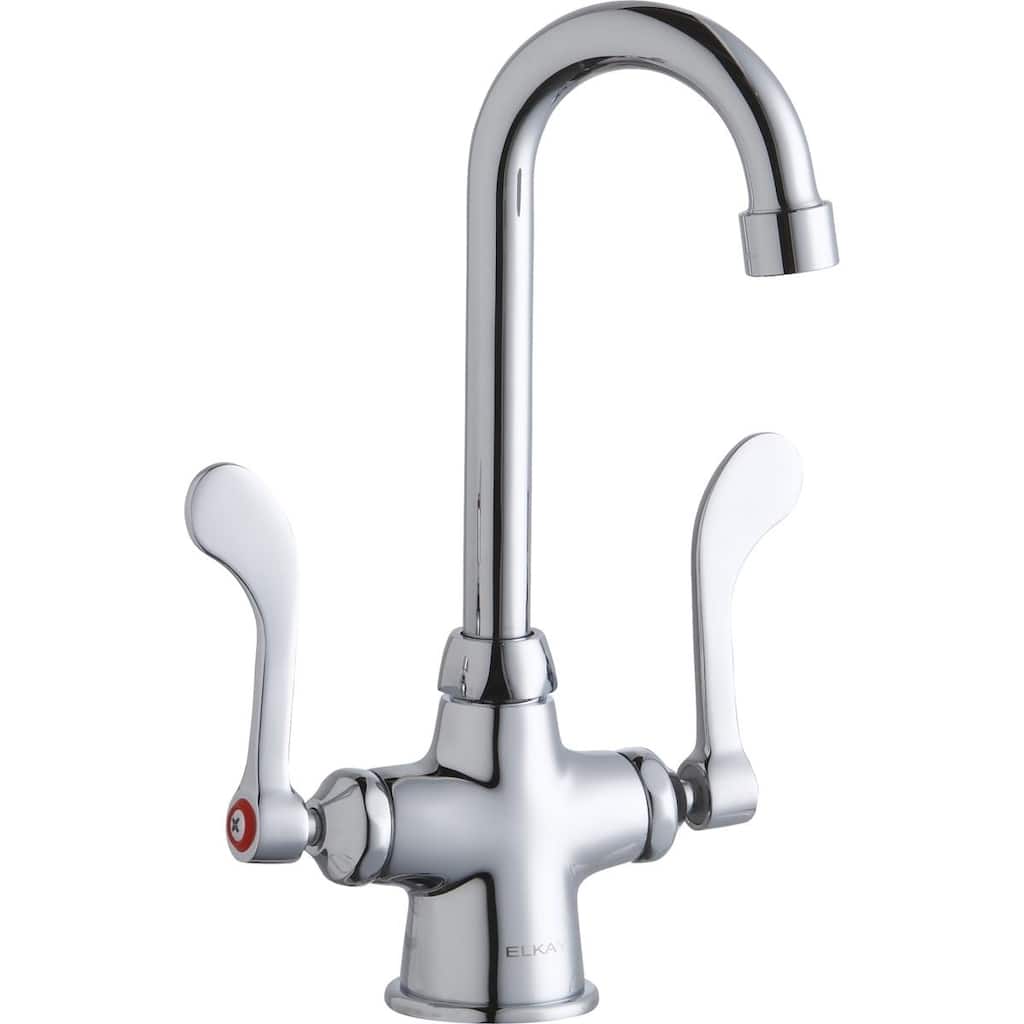 Elkay Single Hole with Concealed Deck Faucet with 4" Gooseneck Spout 4" Wristblade Handles Chrome
