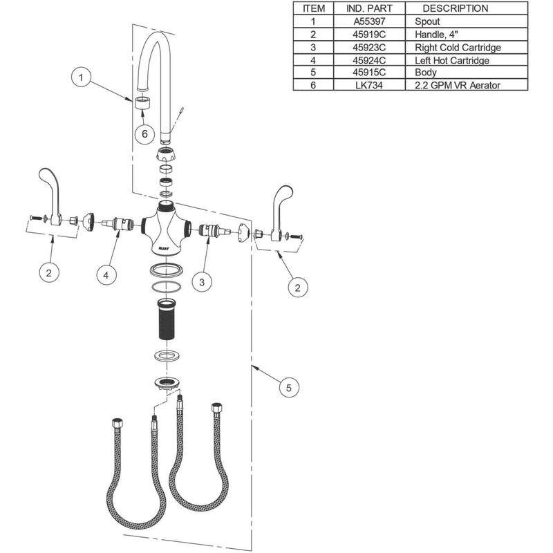 Elkay Single Hole with Concealed Deck Faucet with 4" Gooseneck Spout 4" Wristblade Handles Chrome