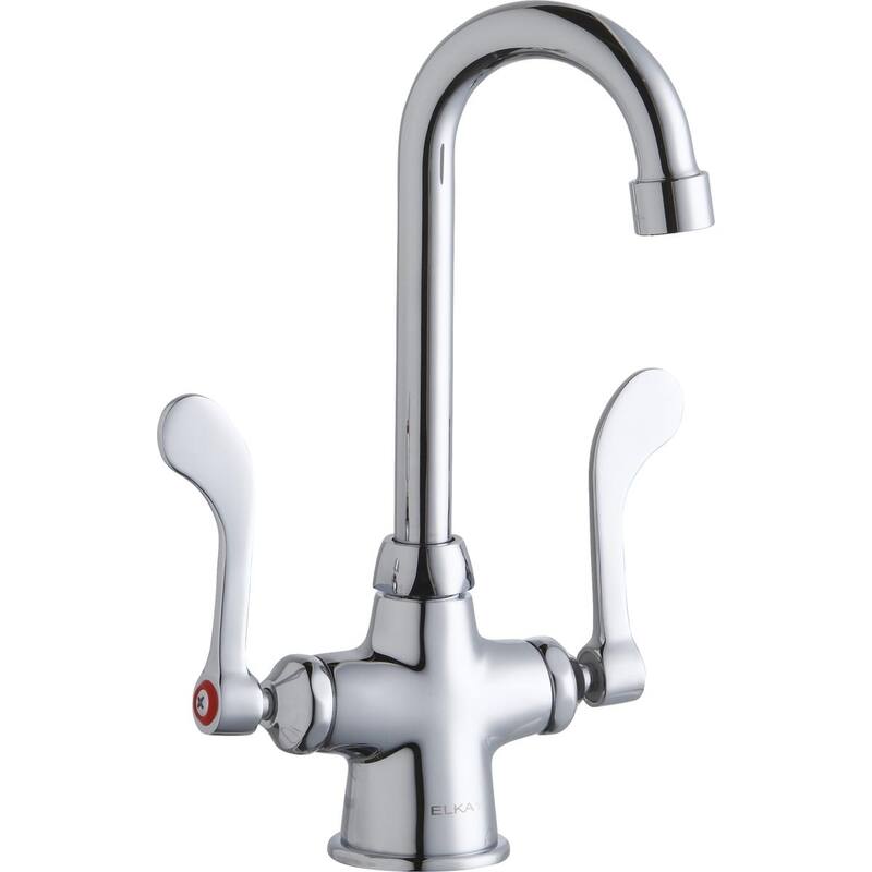 Elkay Single Hole with Concealed Deck Faucet with 4" Gooseneck Spout 4" Wristblade Handles Chrome