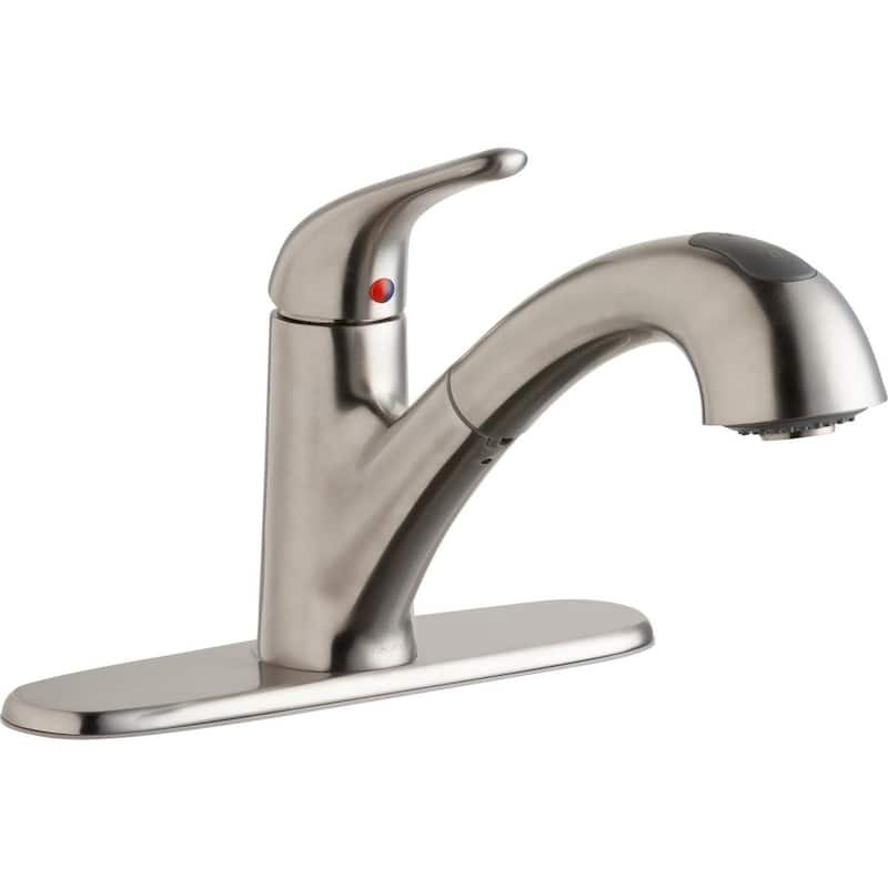 Elkay Everyday Single Hole Deck Mount Kitchen Faucet with Pull-out Spray Lever Handle + Optional Escutcheon Chrome - Lustrous Steel