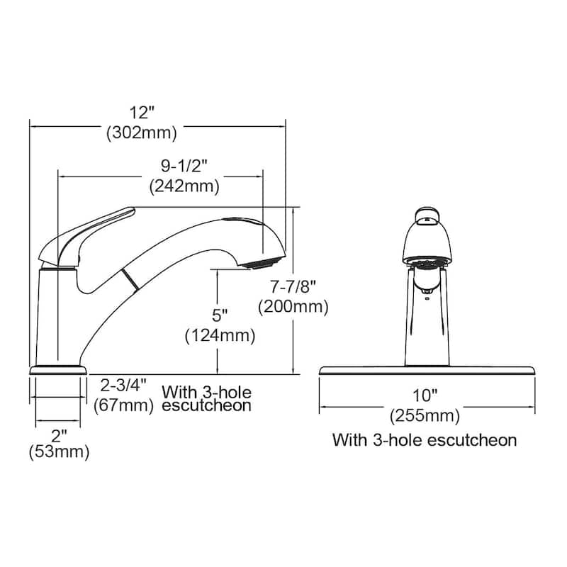 Elkay Everyday Single Hole Deck Mount Kitchen Faucet with Pull-out Spray Lever Handle + Optional Escutcheon Chrome